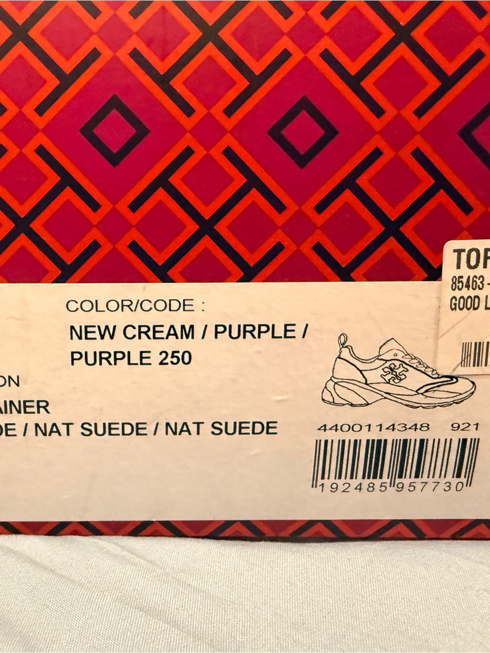 Tory Burch Yellow, Purple & Cream Suede Colorblock Sneaker - Picture 5 of 8